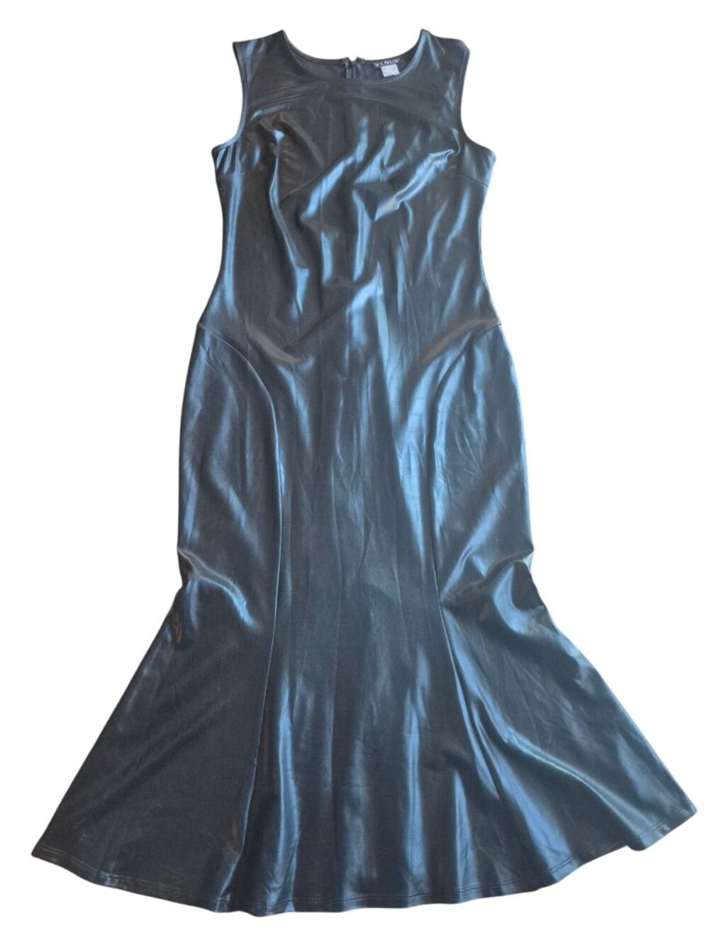 Venus Black Sleeveless Faux Leather Midi Dress Size M - Picture 2 of 6
